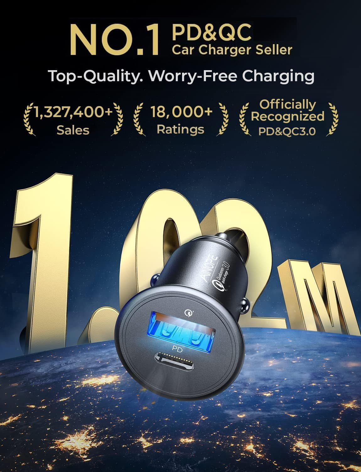 USB C Car Charger 48W Super Mini All Metal Fast USB Car Charger Adapter PD&QC 3.0 Dual Port Compatible with Iphone 13 12 11 Pro Max X XR XS 8 Samsung Galaxy Note 20/10 S21/20/10 Google Pixel